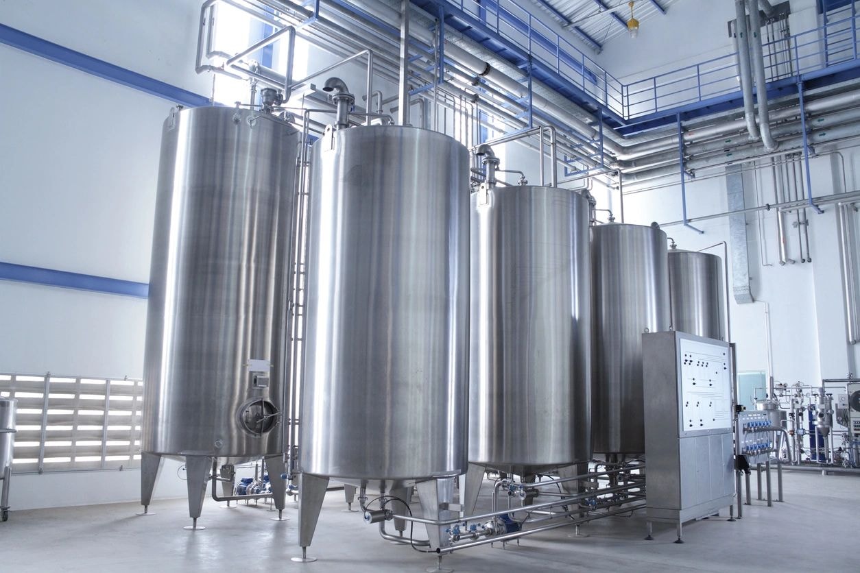 Industrial stainless steel tanks processing facility